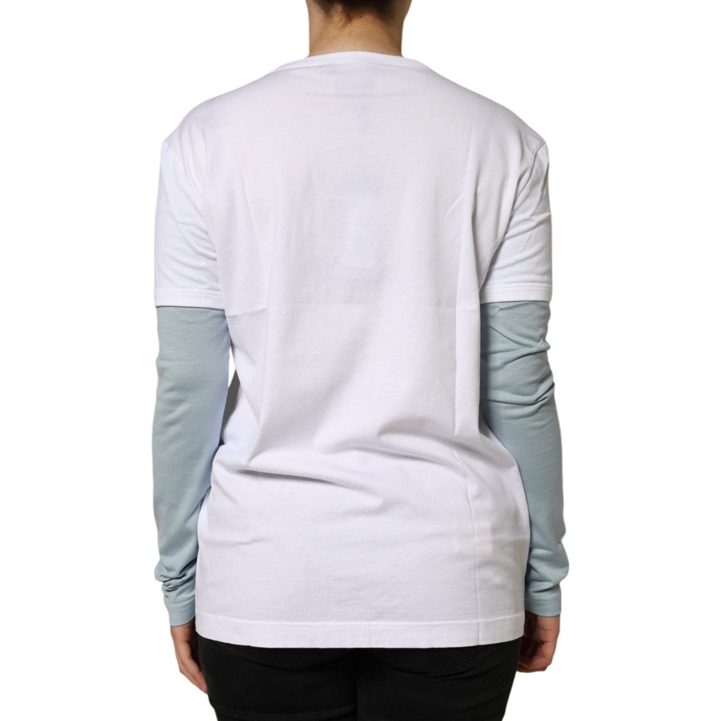 Dolce & Gabbana White Cotton Logo Print Round Neck T-shirt TSH84003-42