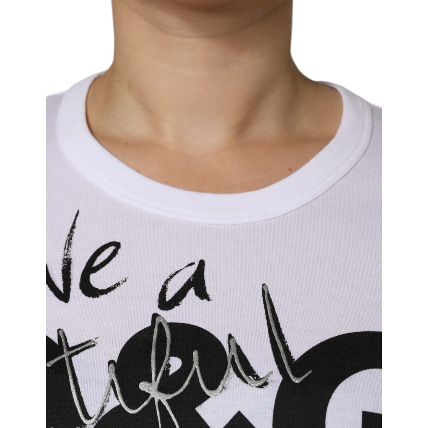 Dolce & Gabbana White Cotton Logo Print Round Neck T-shirt TSH84003-42