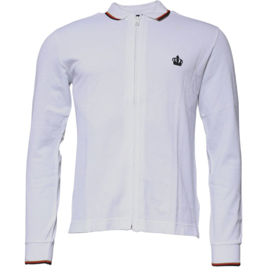 Dolce & Gabbana White Crown Men Full Zip Sweatshirt Sweater TSH87418-50