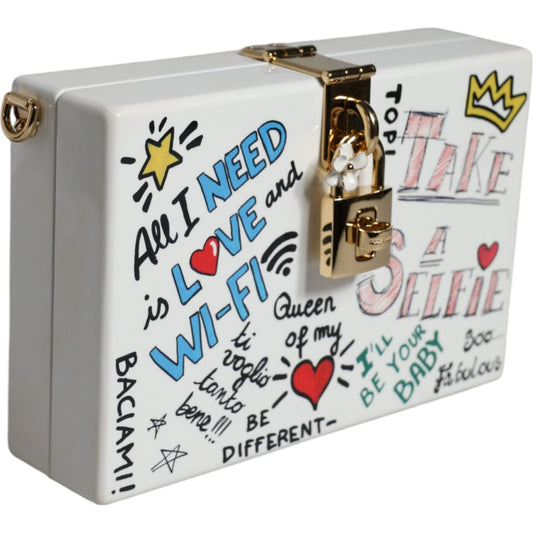 Dolce & Gabbana White Graffiti Print Clutch Crossbody Bag BAG4110