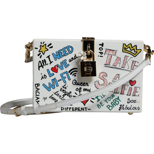 Dolce & Gabbana White Graffiti Print Clutch Crossbody Bag BAG4110