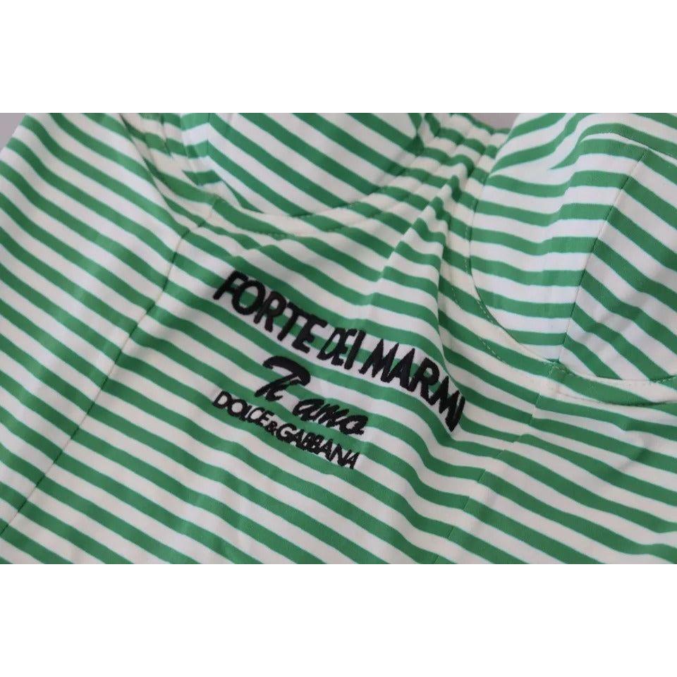 Dolce & Gabbana White Green Stripes One Piece Beachwear Swimwear BIK1671-1