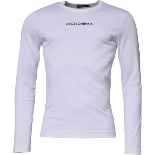 Dolce & Gabbana White Logo Crew Neck Cotton Pullover Sweater TSH87379-44