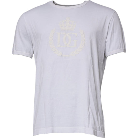 Dolce & Gabbana White Logo Embossed Cotton Crewneck T-shirt TSH28273-52