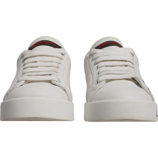 Dolce & Gabbana White Red Logo Portofino Sneakers Shoes LA12680-39
