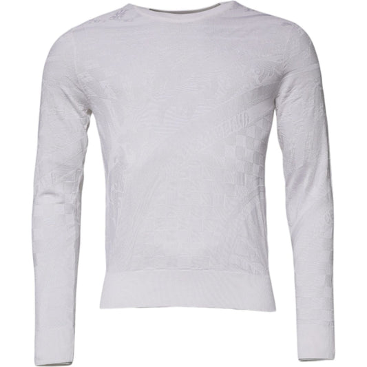 Dolce & Gabbana White Silk Crew Neck Men Pullover Sweater TSH87543-46
