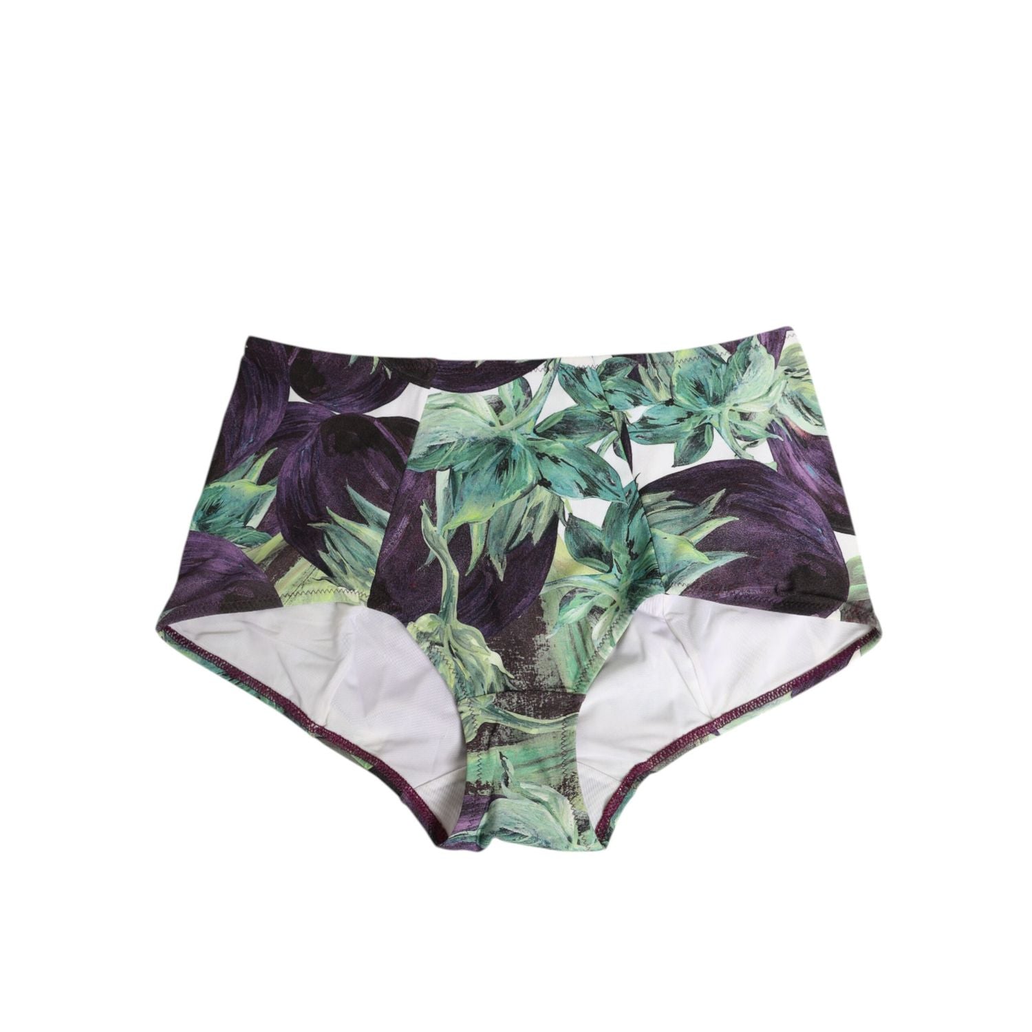 Dolce & Gabbana Eggplant Print High-Waist Briefs Underwear