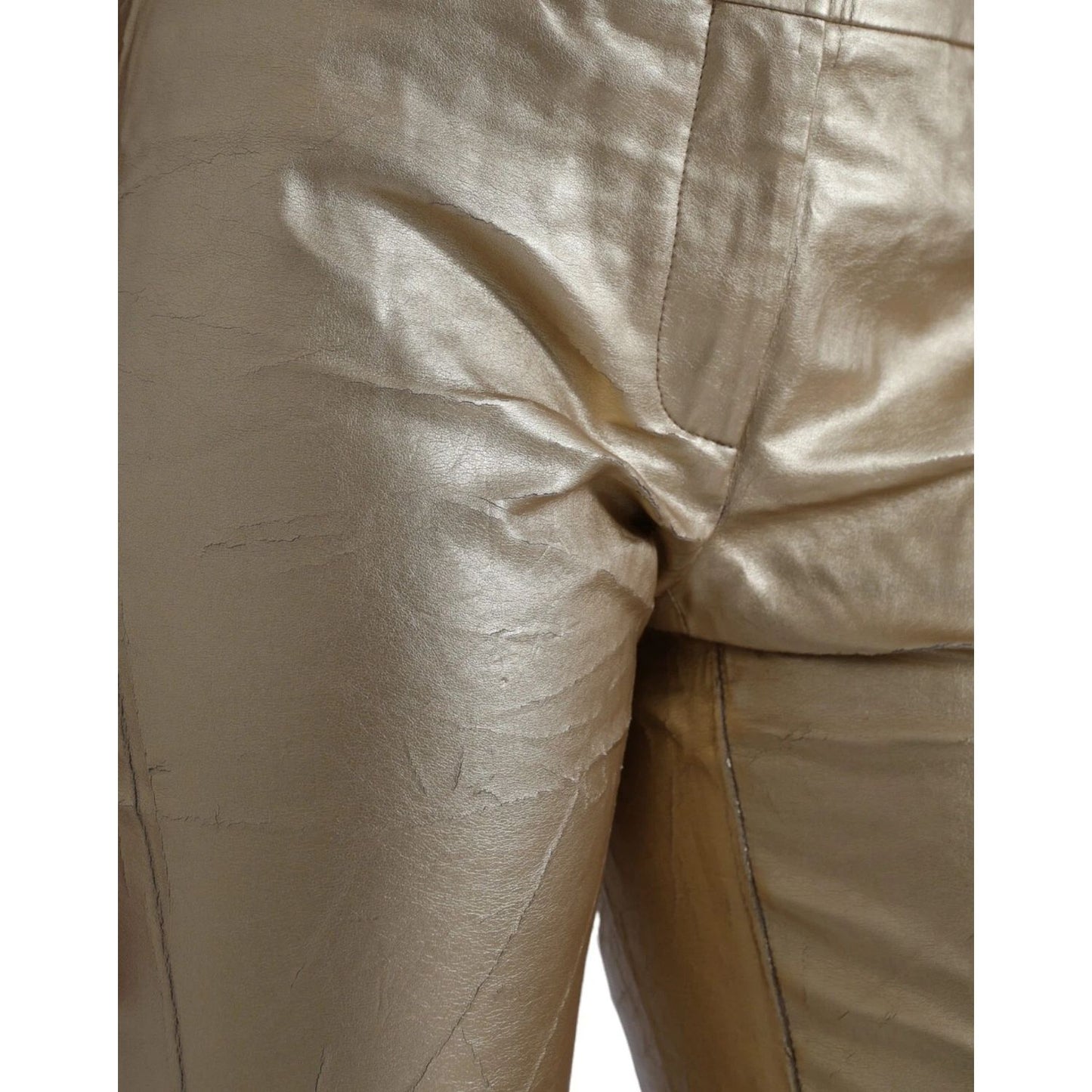 Dolce & Gabbana Gold High Waist Skinny Women Metallic Pants