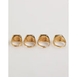 Back view of Dolce & Gabbana Gold Tone Brass JAZZ Letter Set 4 Pieces Adjustable Ring on white background.