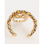 Dolce & Gabbana Gold Tone Brass Oval DG Logo Chain Adjustable Ring with chunky curb chain design, featuring iconic DG logo in oval frame