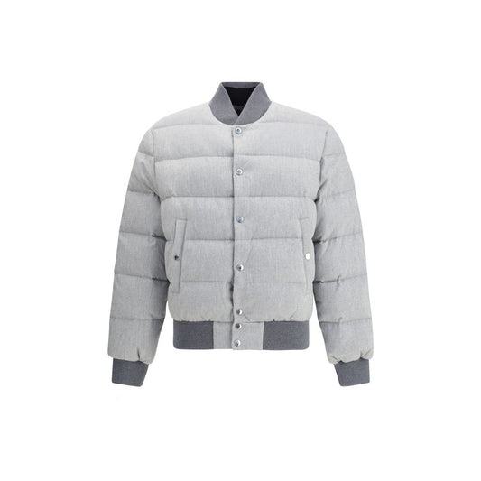 Dolce & Gabbana Gray Cotton Bomber jacket with reversible design, ribbed hem, snap button closure, and side welt pockets for AW25.