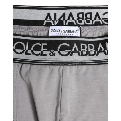 Dolce & Gabbana Gray Cotton Stretch Regular Boxer Underwear