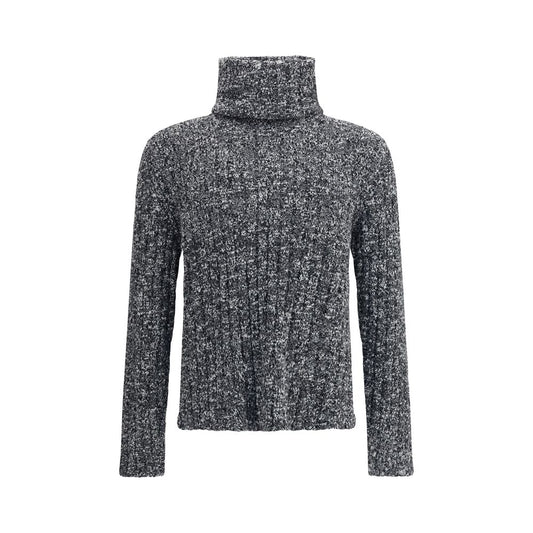 Dolce & Gabbana Gray Fleece Wool Turtleneck with ribbed multicolored pattern, perfect for stylish winter outfits.
