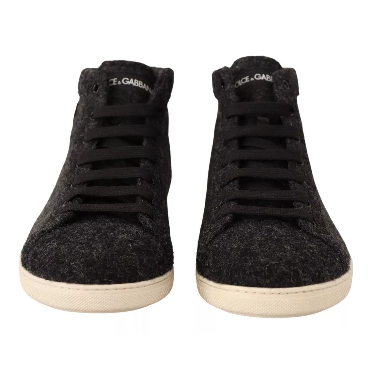 Dolce & Gabbana Gray Wool Cotton Casual High Top Sneakers