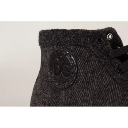 Dolce & Gabbana Gray Wool Cotton Casual High Top Sneakers