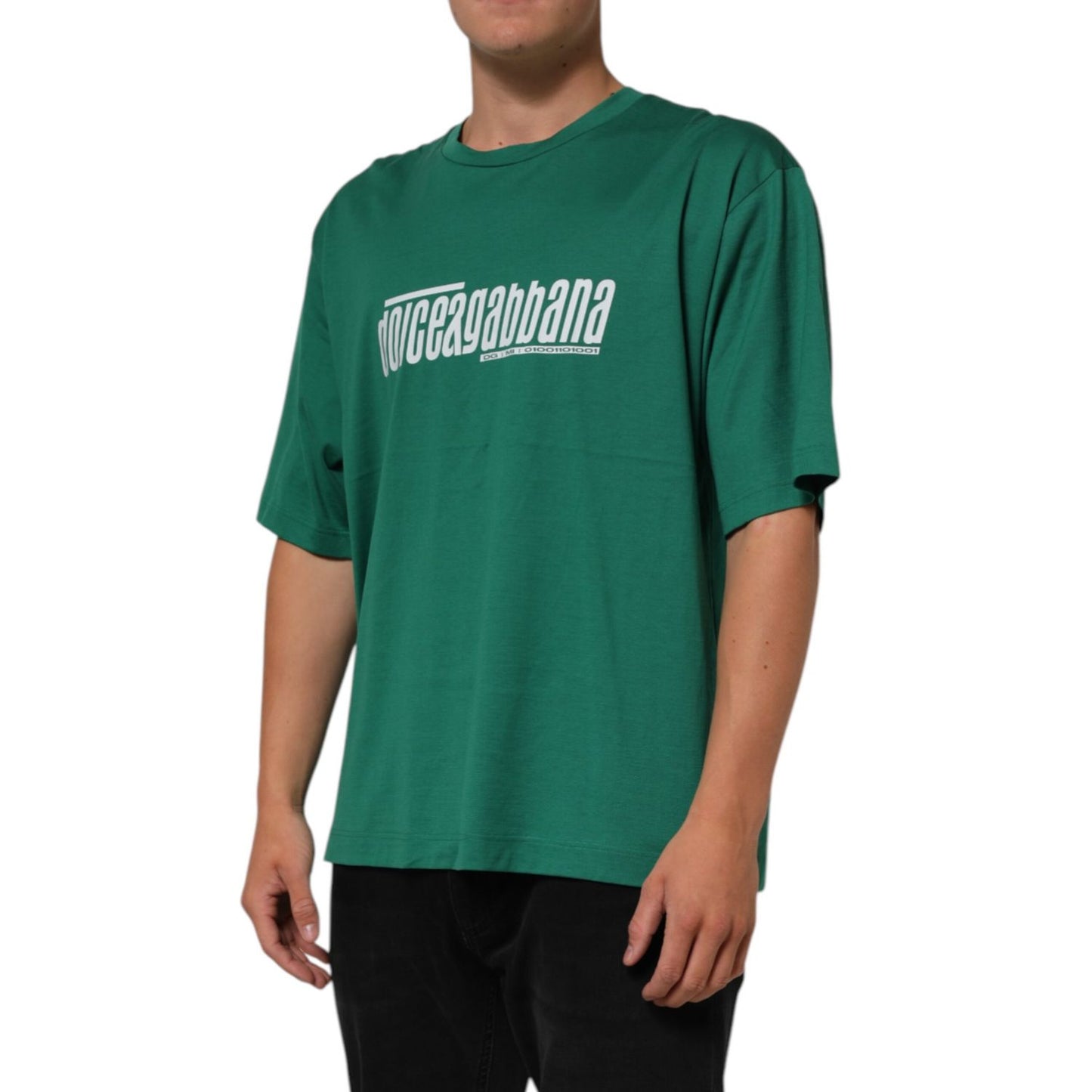 Dolce & Gabbana Green Cotton Graphic Logo Print Crewneck T-shirt