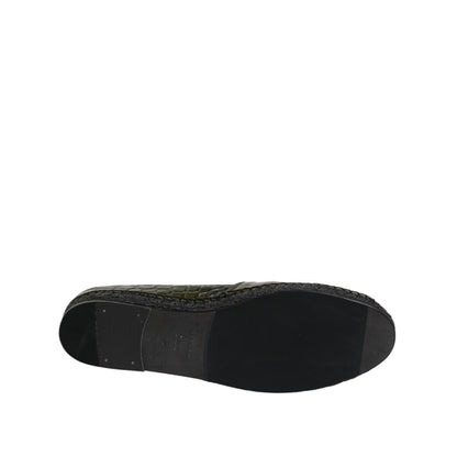 Dolce & Gabbana Green Exotic Leather Espadrilles Slip On Shoes