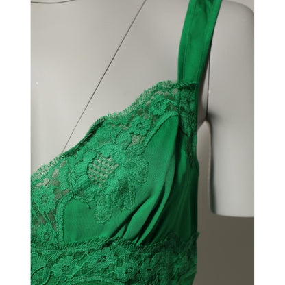 Dolce & Gabbana Green Floral Lace Tank Lingerie Top Underwear