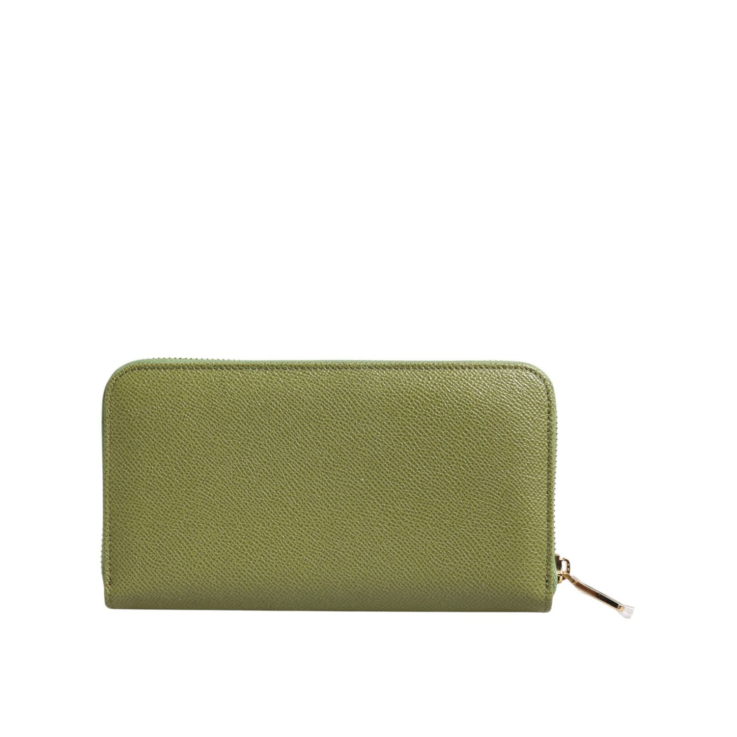 Dolce & Gabbana Green Leather Logo Plaque Zip Around Continenta Wallet