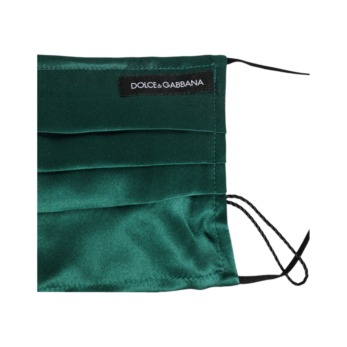 Dolce & Gabbana Green Silk Pleated Elastic Ear Strap Face Mask