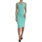 Dolce & Gabbana Green Viscose Sleeveless Sheath Midi Dress on Model