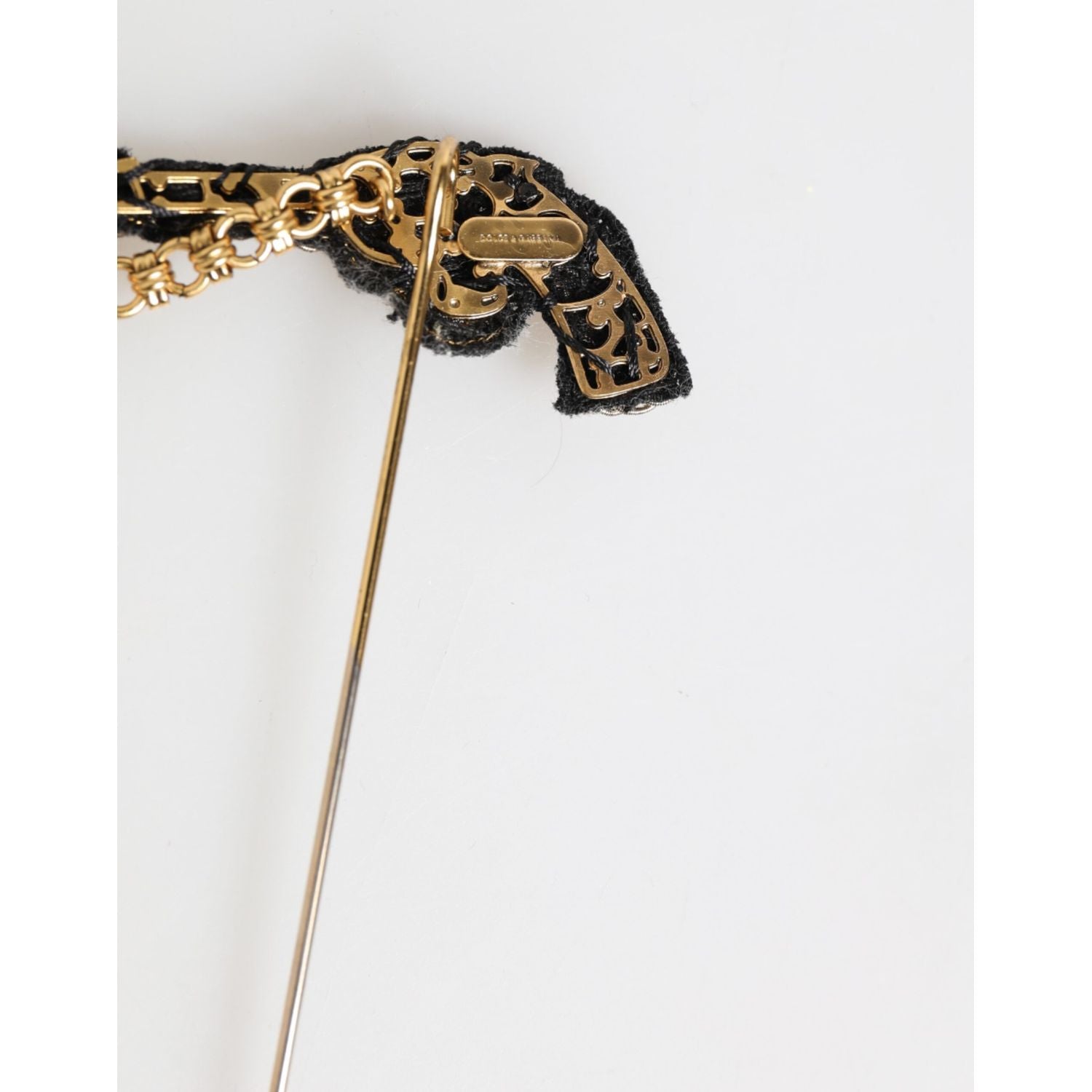 Dolce & Gabbana Lapel Pin Brass Copper Revolver Men Accessories Brooch