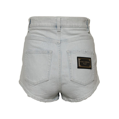 Dolce & Gabbana Light Blue Washed Denim Cotton Hot Pants Shorts
