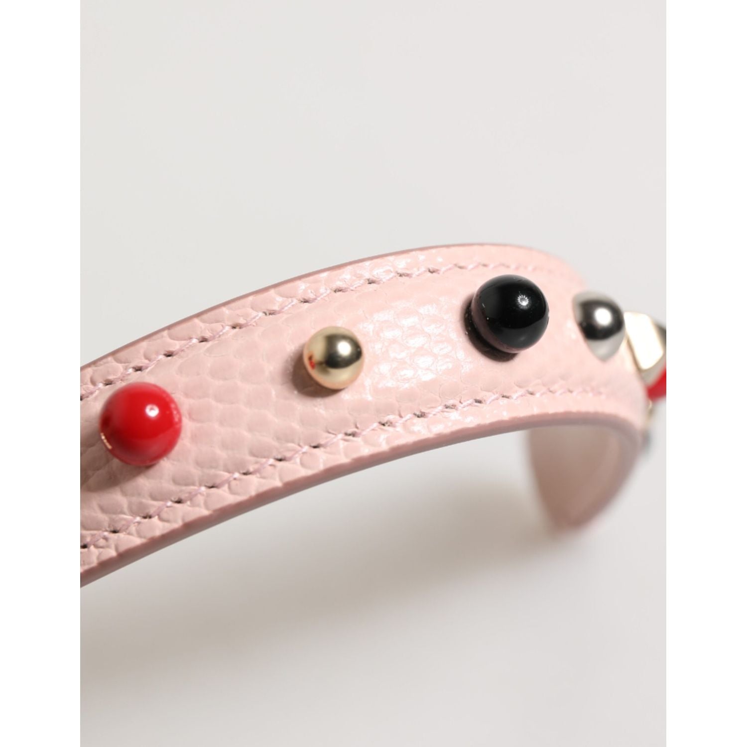 Dolce & Gabbana Light Pink Embellished Leather Bag Handle  Shoulder Strap