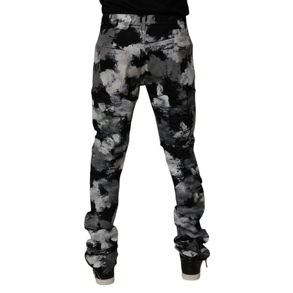 Dolce & Gabbana Multicolor Camouflage Tattered Skinny Denim Jeans