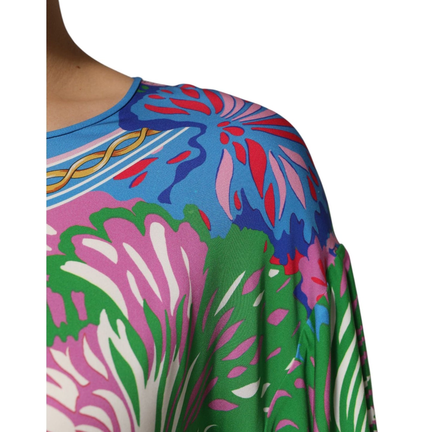 Dolce & Gabbana Multicolor Floral Print Silk Tunic Blouse Top