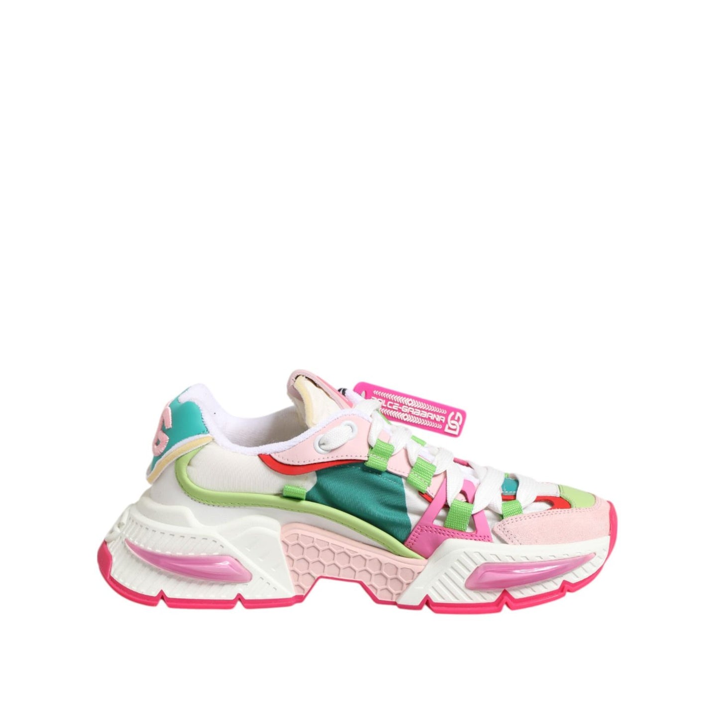 Dolce & Gabbana Multicolor Leather Airmaster Low Top Sneaker Shoes with rubber and calfskin details in dynamic colors.