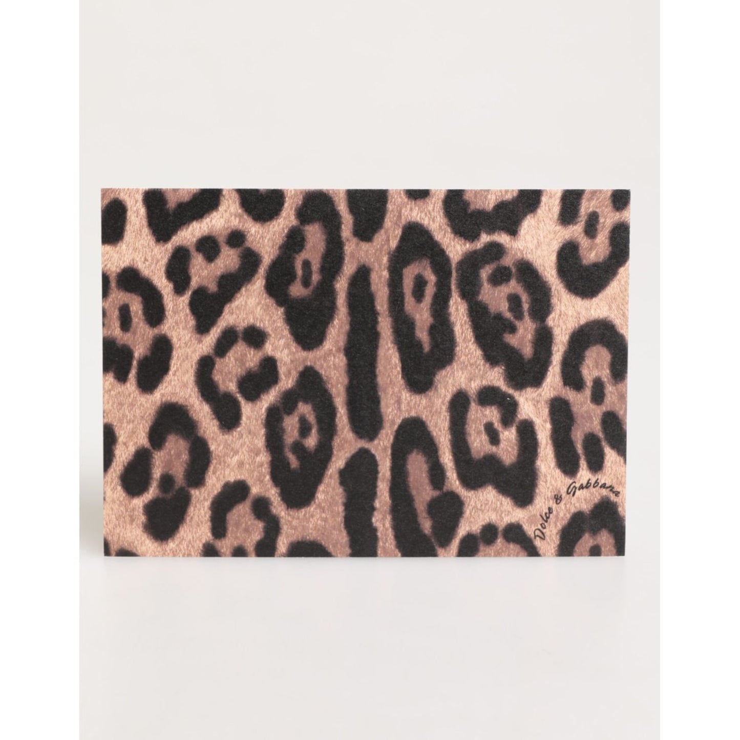 Dolce & Gabbana Multicolor Leopard Print Envelope Paper Post Card Holder, luxury stationery in signature leopard design.