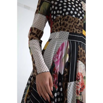 Dolce & Gabbana Multicolor Patchwork Floral Leopard Dress