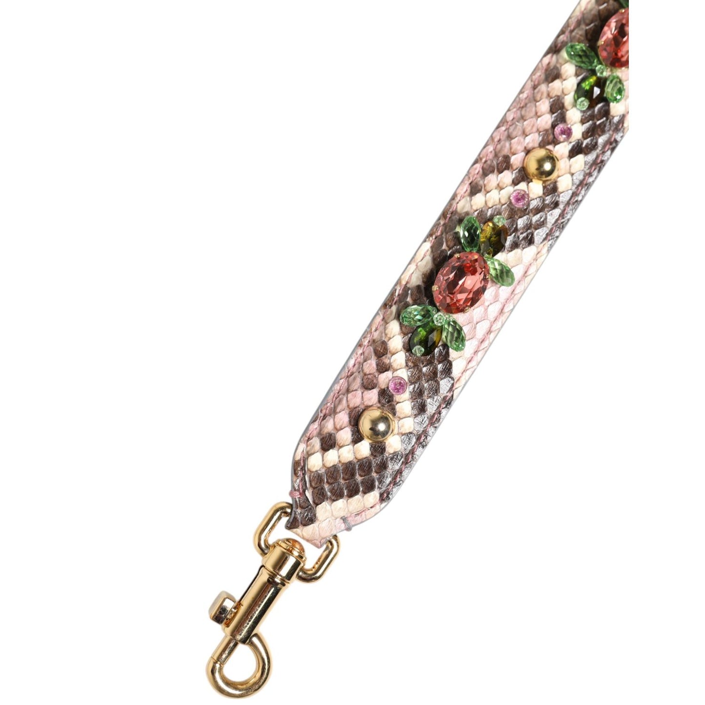 Dolce & Gabbana Multicolor Python Embellished Crystal Stud Shoulder Strap