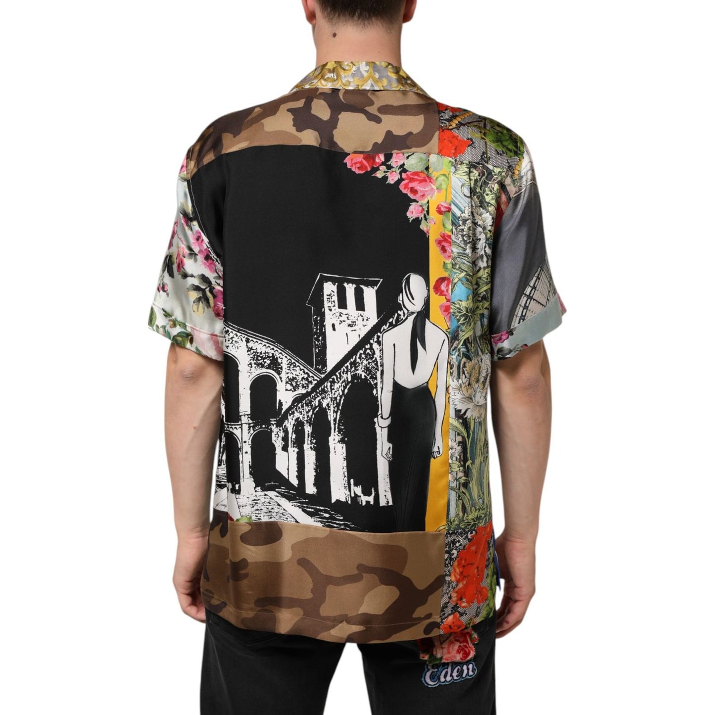 Dolce & Gabbana Multicolor Silk Opera Print Men Casual Shirt