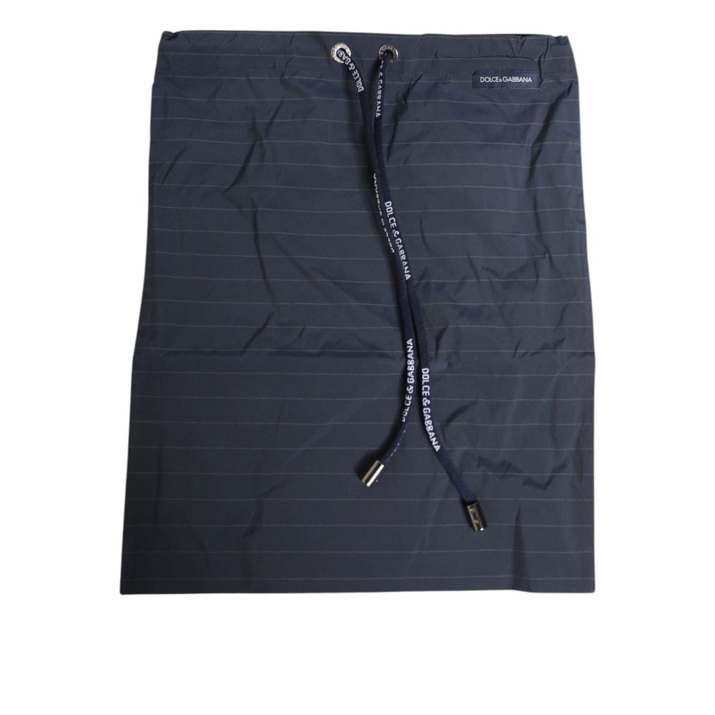 Dolce & Gabbana Navy Blue Polyester Pinstripe Men Shorts Swimwear, tailored design with side buckle adjusters and pockets.