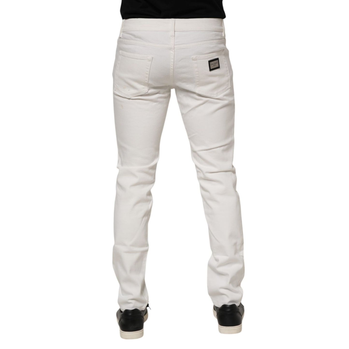 Dolce & Gabbana Off White Cotton Stretch Slim Fit Denim Jeans