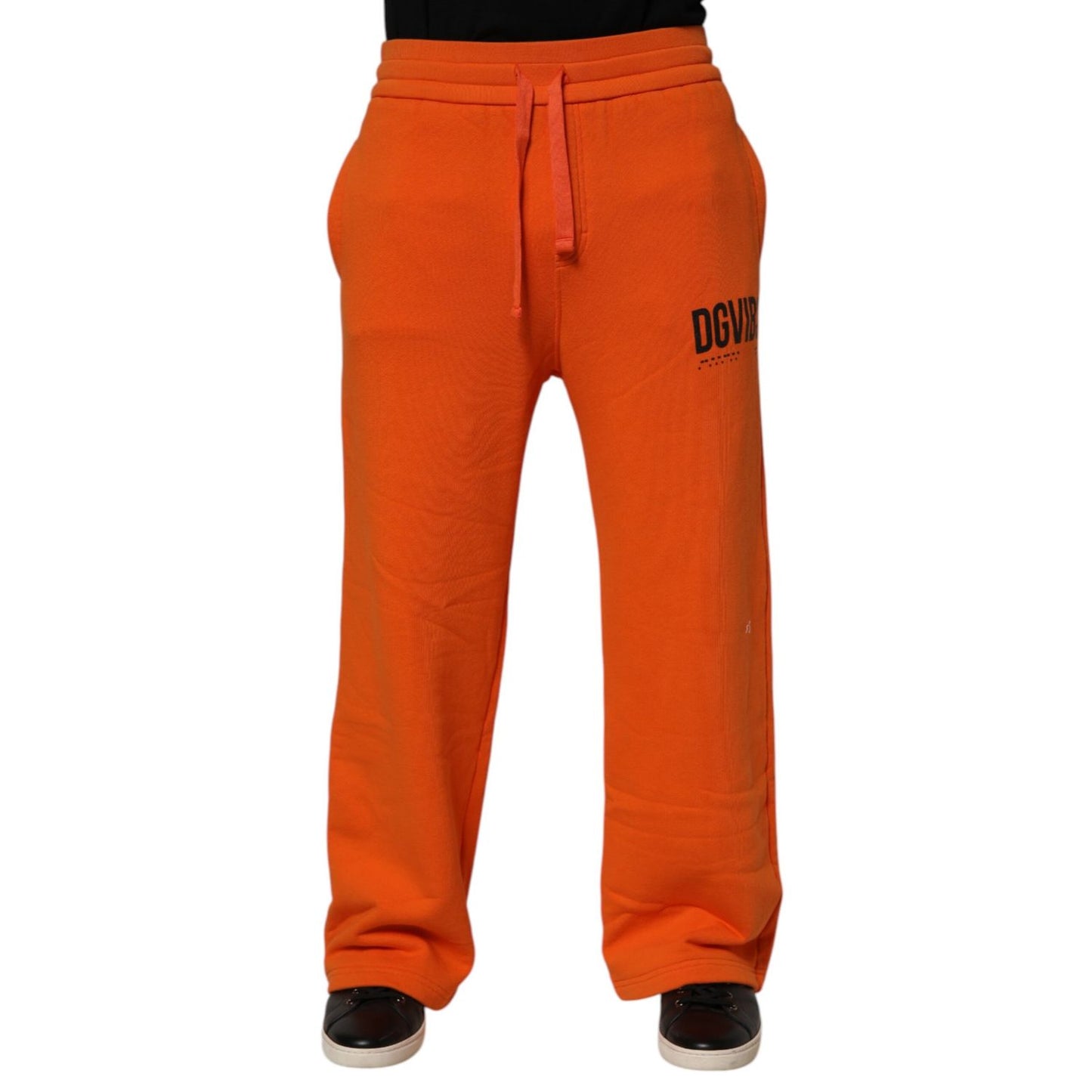 Dolce & Gabbana Orange Cotton DG VIB3 Logo Drawstring Sweatpants Pants