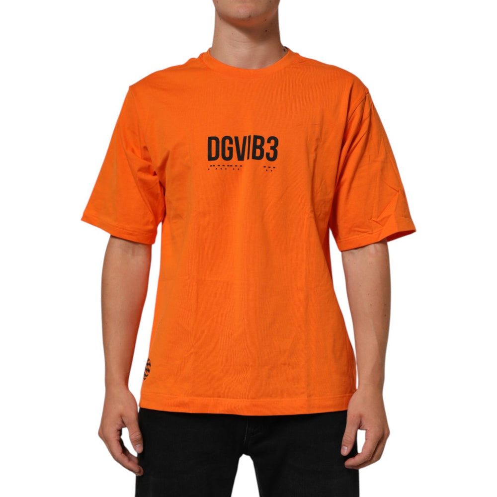 Dolce & Gabbana Orange DGVIB3 Crew Neck Short Sleeves T-shirt made of soft cotton with logo detail, showcasing modern fashion design.