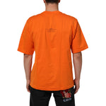 Rear view of Dolce & Gabbana Orange DGVIB3 Crew Neck Short Sleeves T-shirt on model, highlighting design and fit.