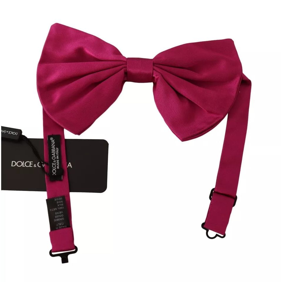 Dolce & Gabbana Pink 100% Silk Adjustable Neck Bow Tie Men
