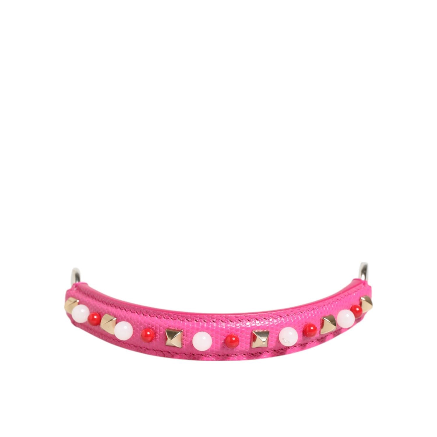 Dolce & Gabbana Pink Embellished Leather Bag Handle Women Shoulder Strap