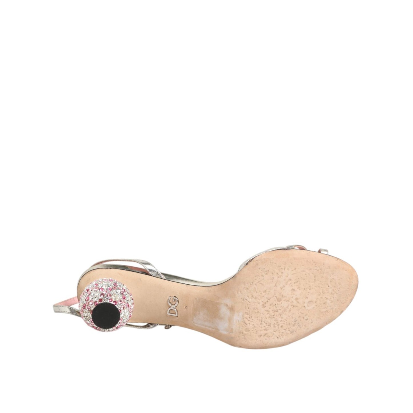 Dolce & Gabbana Pink Embellished Leather Ball-Heel Sandals Shoes