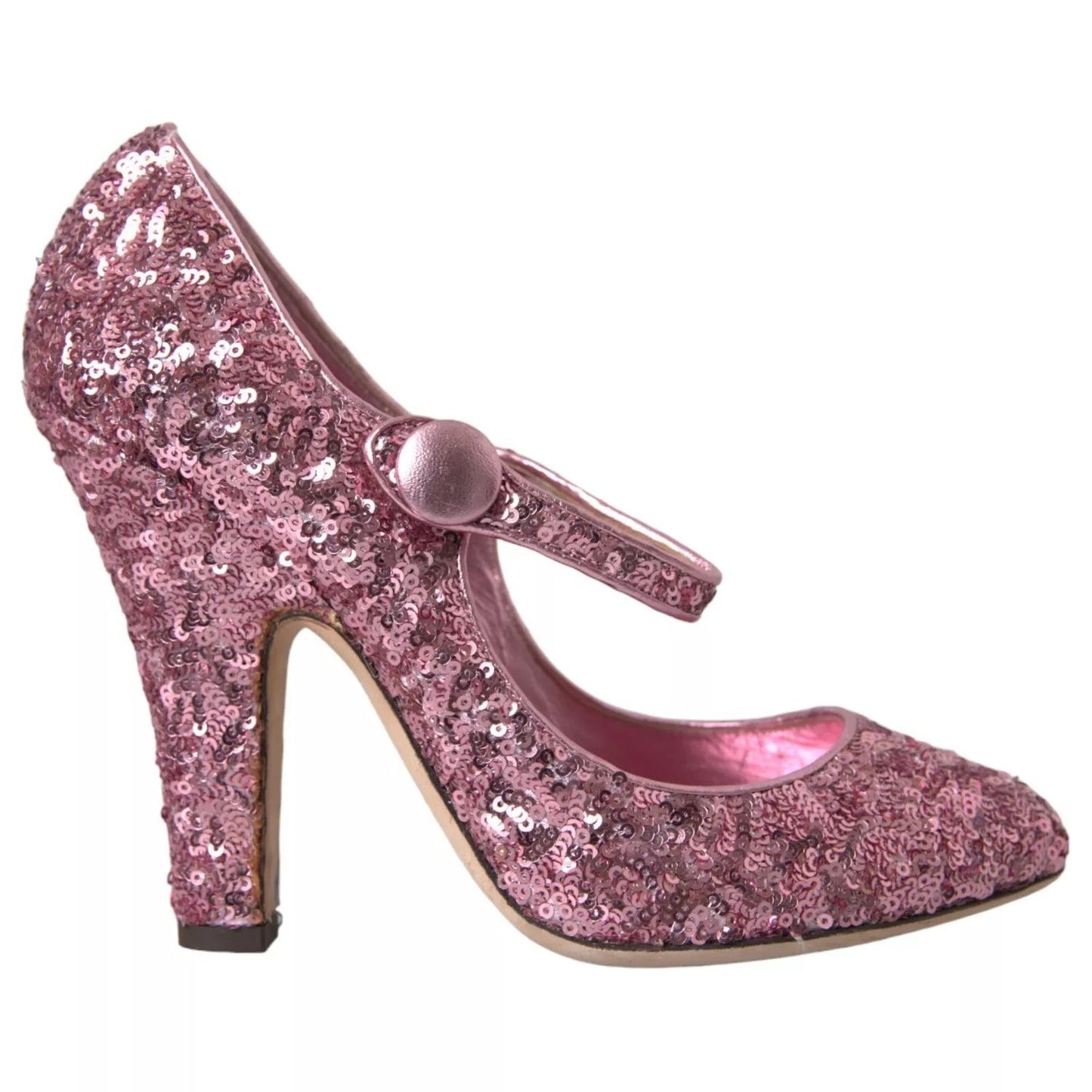 Dolce & Gabbana Pink Sequin Mary Jane Pumps High Heels Shoes with polyester material and leather sole