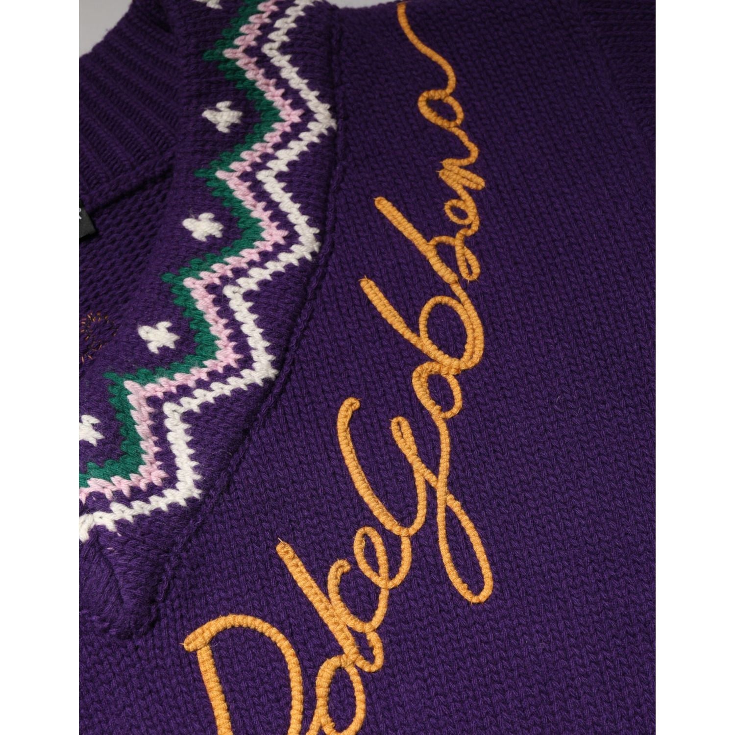 Dolce & Gabbana Purple Wool DG Logo Men Knit Pullover Sweater