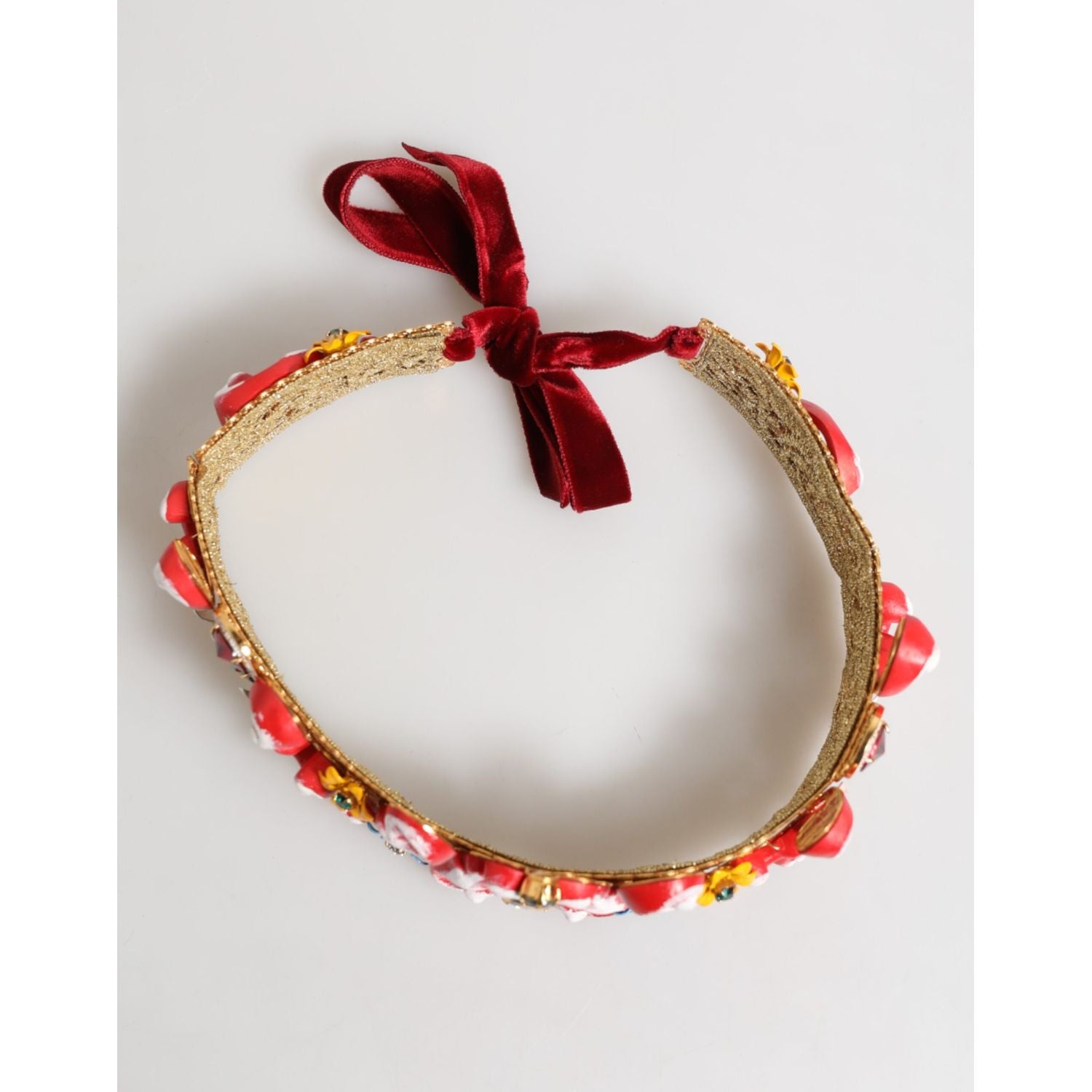 Dolce & Gabbana Red Carretto Multicolor Crystal Gold Tiara Crow Headband