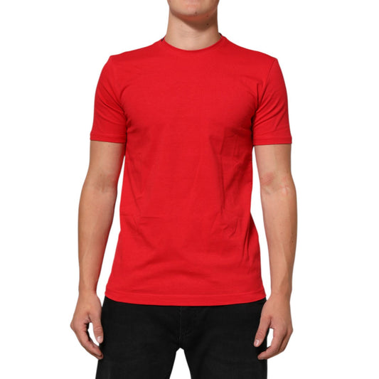 Dolce & Gabbana Red Goodluck 2023 Cotton Crew Neck T-shirt, featuring bold graphic print and classic style, made in Italy.