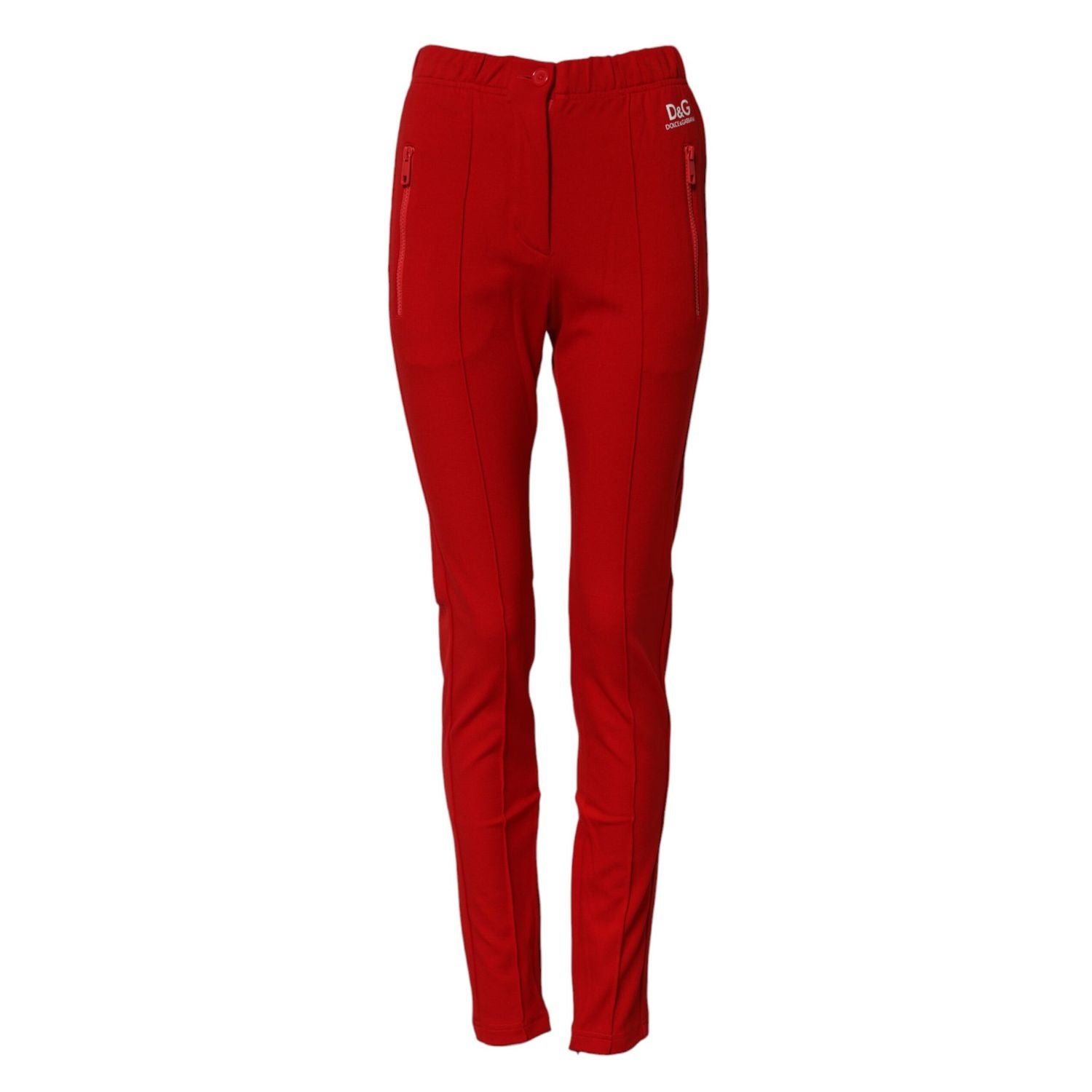 Dolce & Gabbana Red Mid Waist Slim Fit Pants