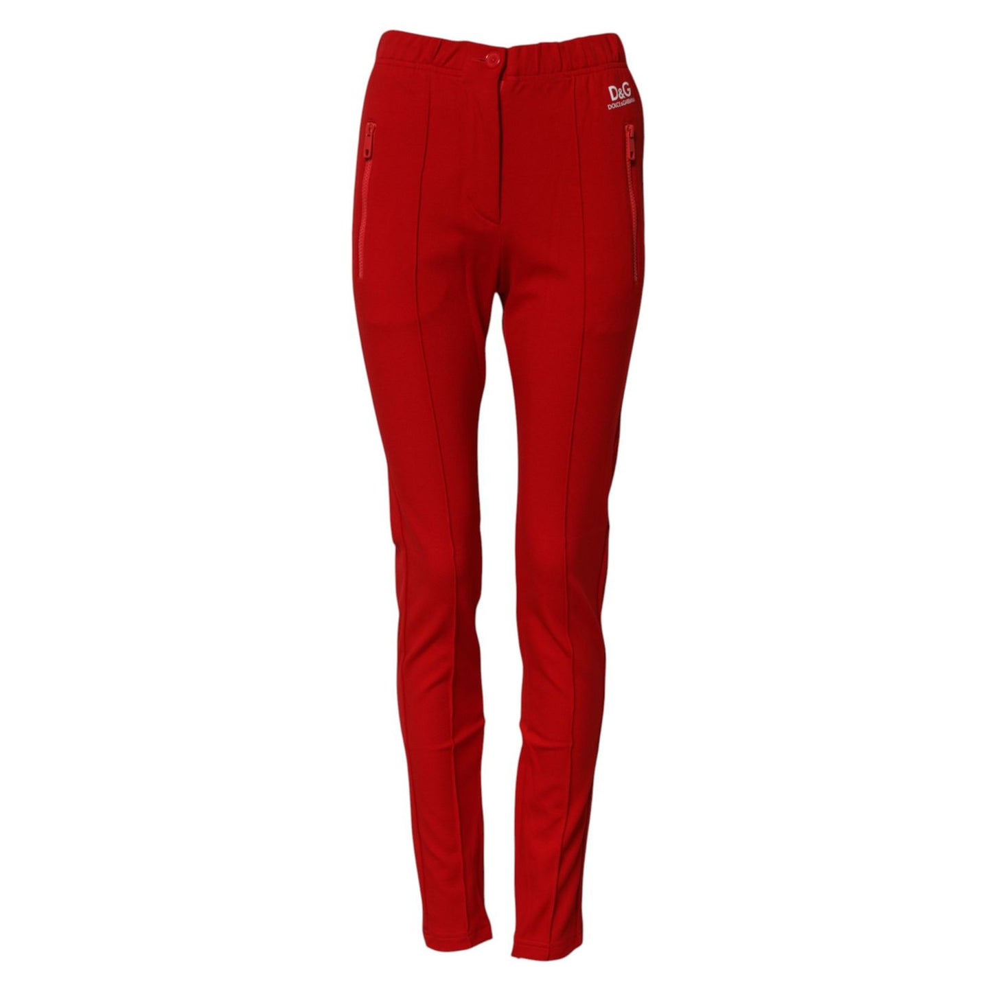 Dolce & Gabbana Red Mid Waist Slim Fit Pants