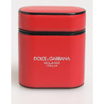 Dolce & Gabbana Red White Calfskin Leather Logo Flip Holder Airpods Case
